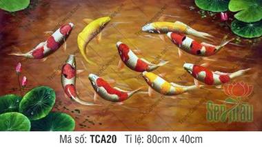 Bức Tranh Cửu Ngư TCA20, Tranh Cá Chép Phong Thủy
