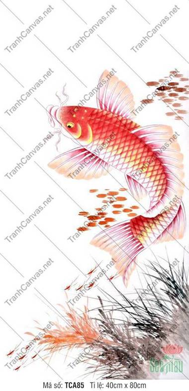 Tranh Cá Chép Phong Thủy TCA85, Bức Tranh Cá Chép