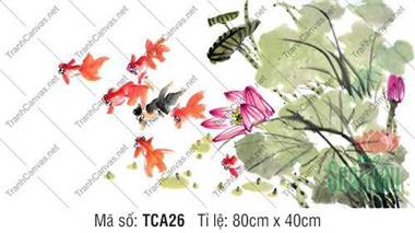 Tranh Cá Đẹp TCA26, Tranh Cá Chép Tài Lộc