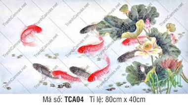 Tranh Cửu Ngư Đồ TCA04, Tranh Cá Chép Treo Tường