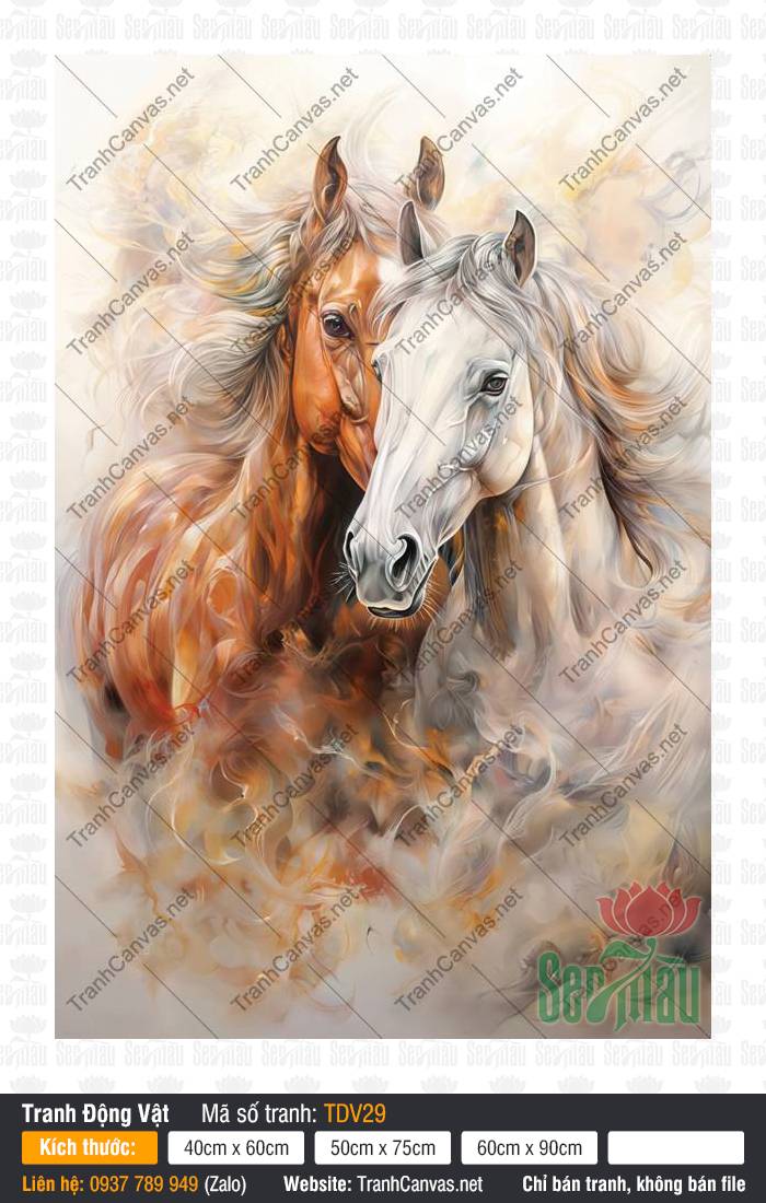 Tranh Con Ngựa TDV29, Tranh Con Vật Đáng Yêu, Tranh Động Vật, Tranh In Canvas Tường