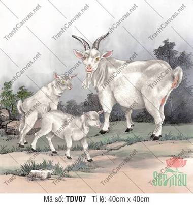 Tranh 3 Con Dê TDV07, Tranh Con Vật Đáng Yêu