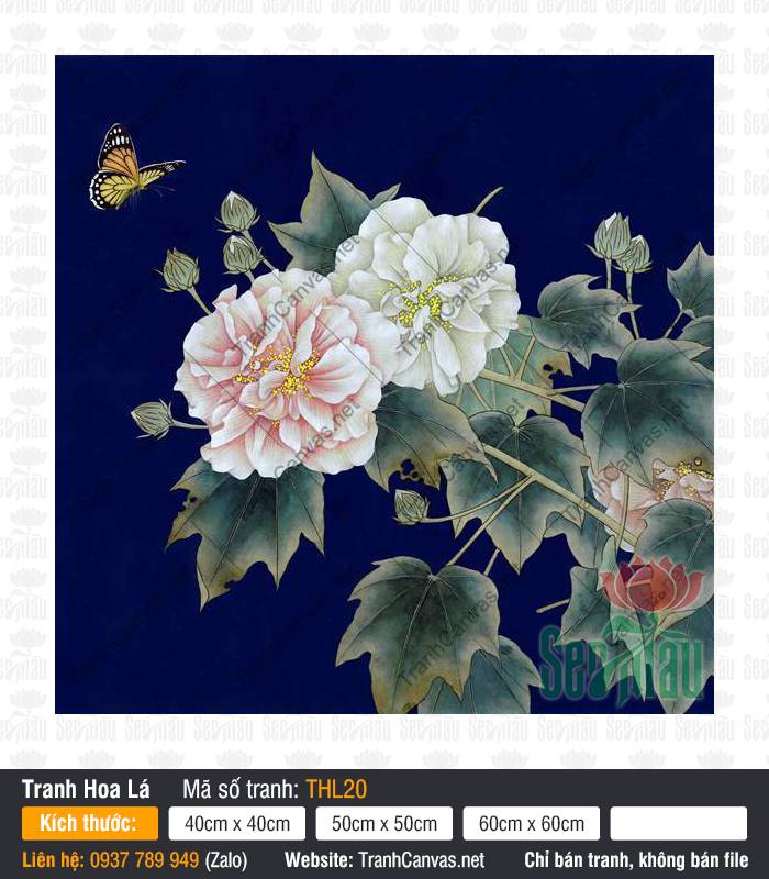 Tranh Hoa Và Bướm THL20, Tranh Nghệ Thuật, Tranh Hoa Lá, Tranh Canvas Nghệ Thuật