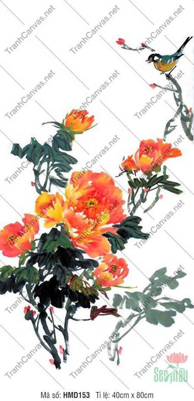 Bức Tranh Hoa Mẫu Đơn HMD153, Tranh in Hoa Mẫu Đơn