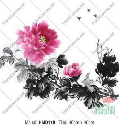 Hình Ảnh Hoa Mẫu Đơn May Mắn HMD118, Tranh Hoa Mẫu Đơn Phòng Khách