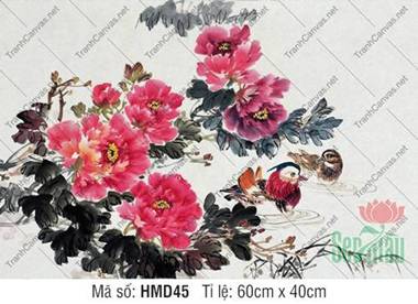 Hình Ảnh Hoa Mẫu Đơn May Mắn HMD45, Tranh Vẽ Hoa Mẫu Đơn Đẹp