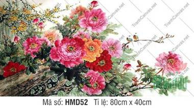 Tranh Hoa Mẫu Đơn Canvas HMD52, Hình Hoa Mẫu Đơn