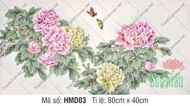 Tranh Hoa Mẫu Đơn Đẹp HMD03, Bức Tranh Hoa Mẫu Đơn
