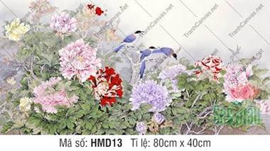 Tranh Vẽ Hoa Mẫu Đơn HMD13, Tranh Mẫu Đơn Phú Quý