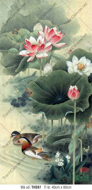 Hình Ảnh Hoa Sen THS97, Tranh Hoa Sen Phòng Khách