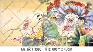 Tranh Hoa Sen Khổ Ngang THS05, Tranh Hoa Sen Đẹp