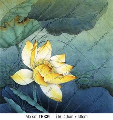 Tranh Hoa Sen Vàng THS39, Tranh In Hoa Sen