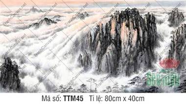 Tranh Núi Non Phong Thủy TTM45, Bức Tranh Thủy Mặc