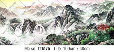 Tranh Núi Non Phong Thủy TTM75, Tranh Thủy Mặc Núi
