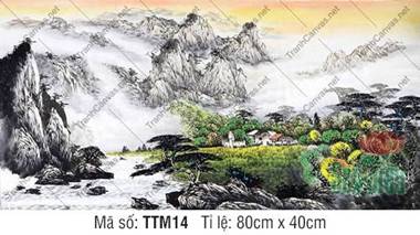 Tranh Núi Non TTM14, Tranh Thủy Mặc Chất Lượng Cao