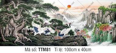 Tranh Thủy Mặc Màu TTM81, Tranh Núi Non Phong Thủy