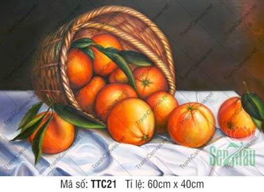 Tranh Tĩnh Vật Quả Cam TTC21, Tranh In Tĩnh Vật
