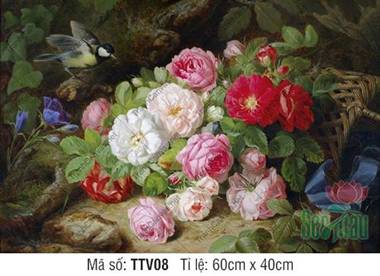 Tranh Tĩnh Vật Cổ Điển TTV08, In Tranh Tĩnh Vật Đẹp