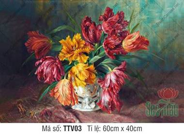 Tranh Tĩnh Vật Hoa Tulip TTV03, Tranh Tĩnh Vật Vẽ